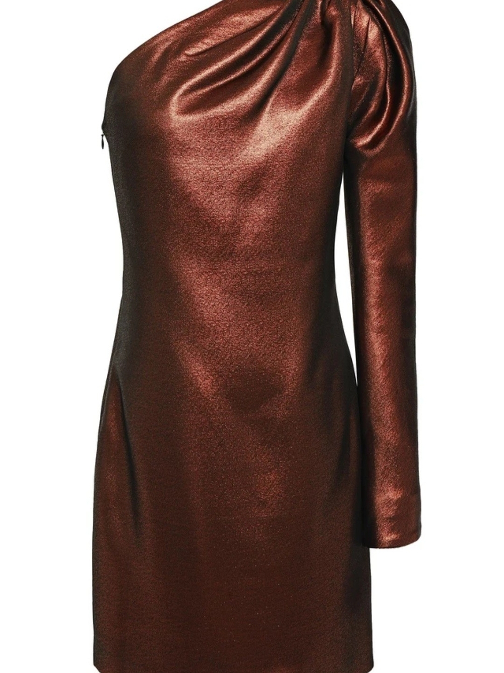 Victoria Beckham One-Shoulder Metallic Copper Dress